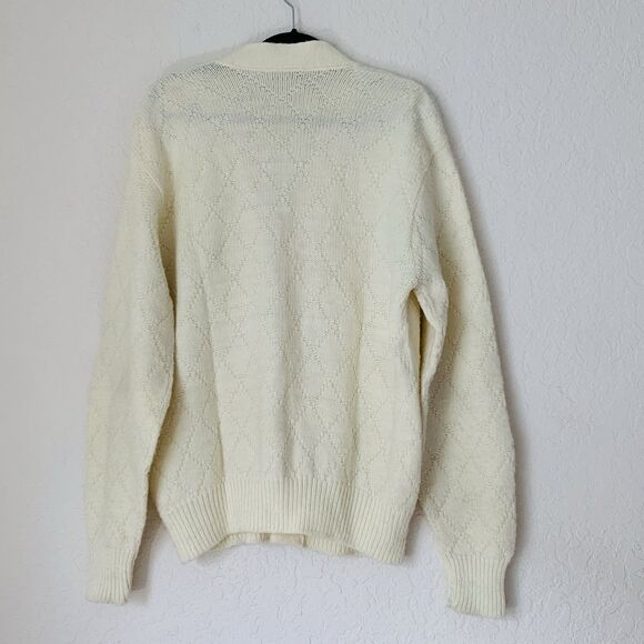 VTG John Blair Cardigan Men XL Cream Wintuk Button Grandpa Preppy Academia Nerdy - Picture 2 of 6